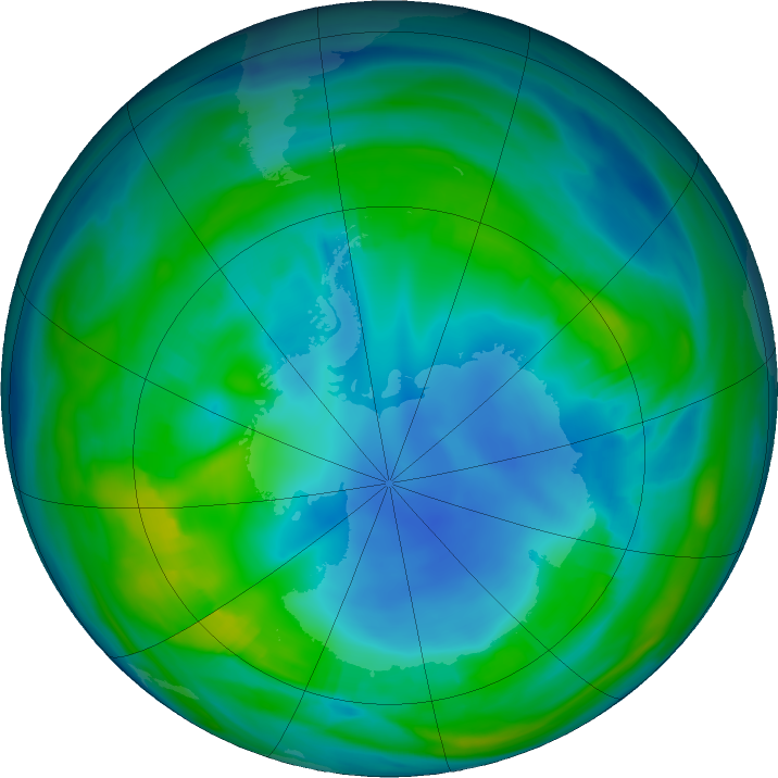 Antarctic ozone map for 13 May 2018
